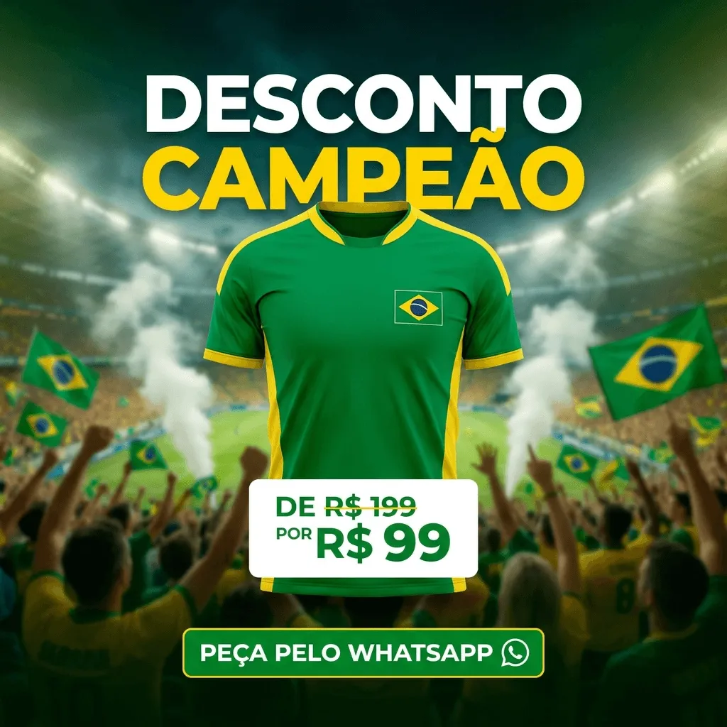 Card de desconto da Copa para camiseta com CTA no WhatsApp