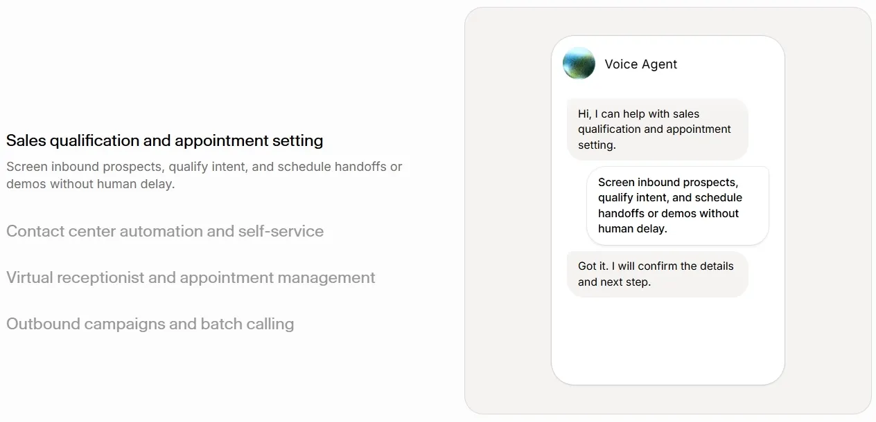 The screenshot of ElevenLabs voice agent.