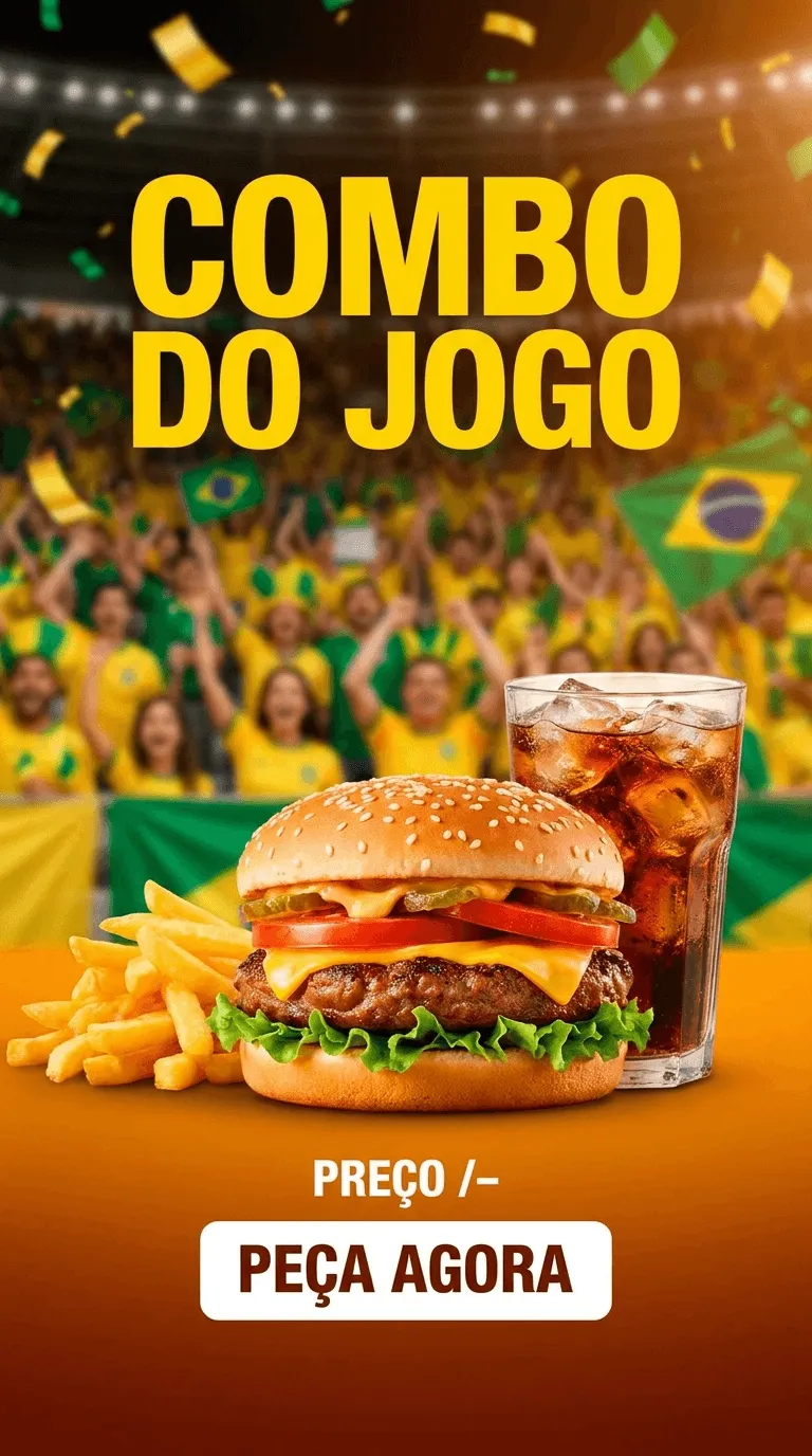 Card vertical de combo promocional para dia de jogo