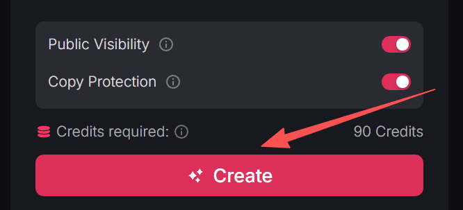 Haz clic en Crear para generar un vídeo llamativo.