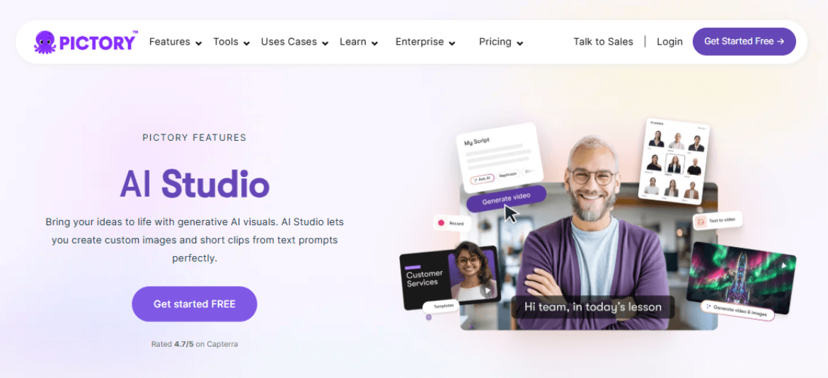 Demostración de la función Pictory AI Studio
