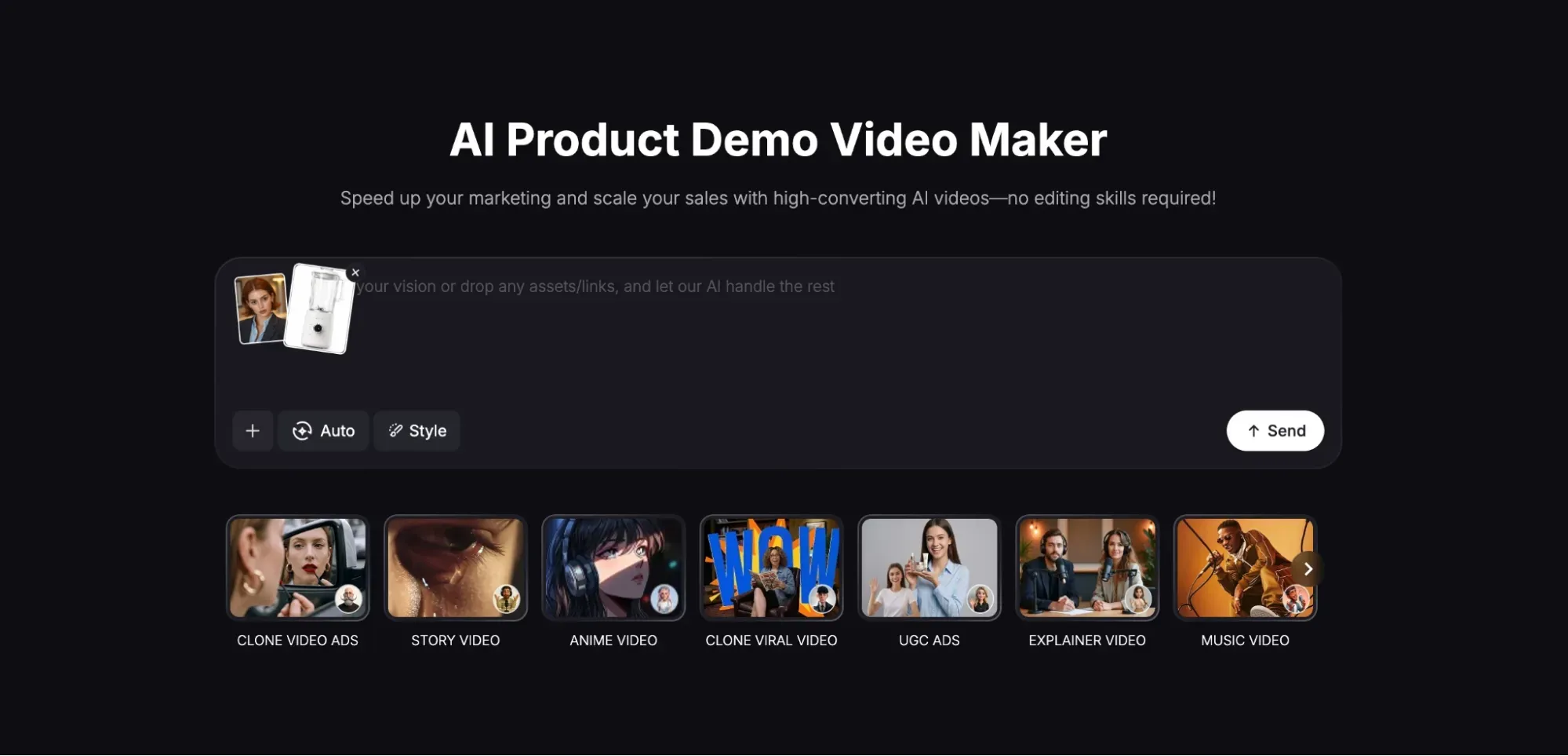 Head to the product demo video maker page