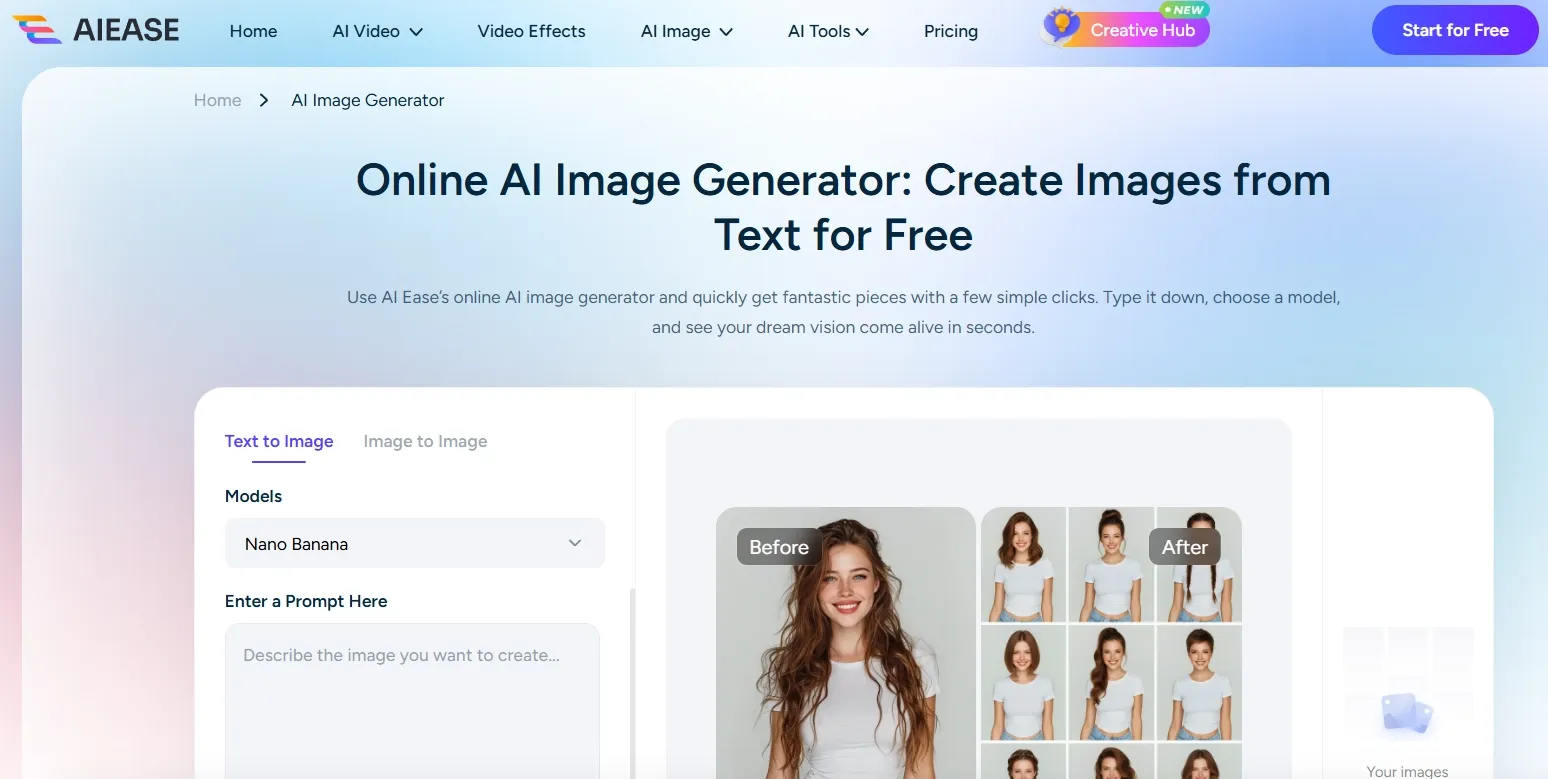 The homepage of Aiease.