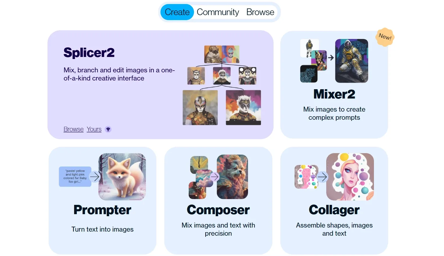 The homepage of Artbreeder.