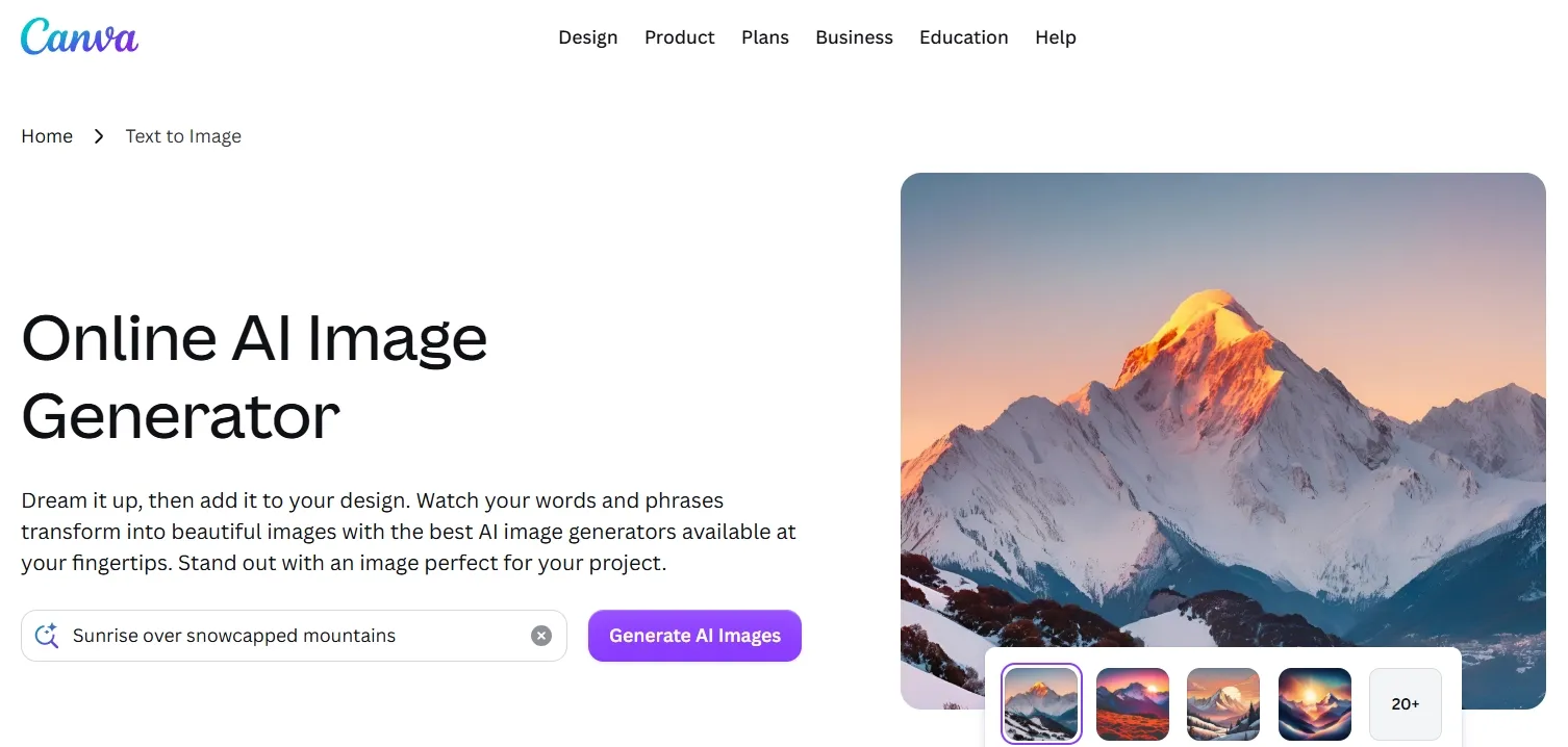 Canva AI image generator