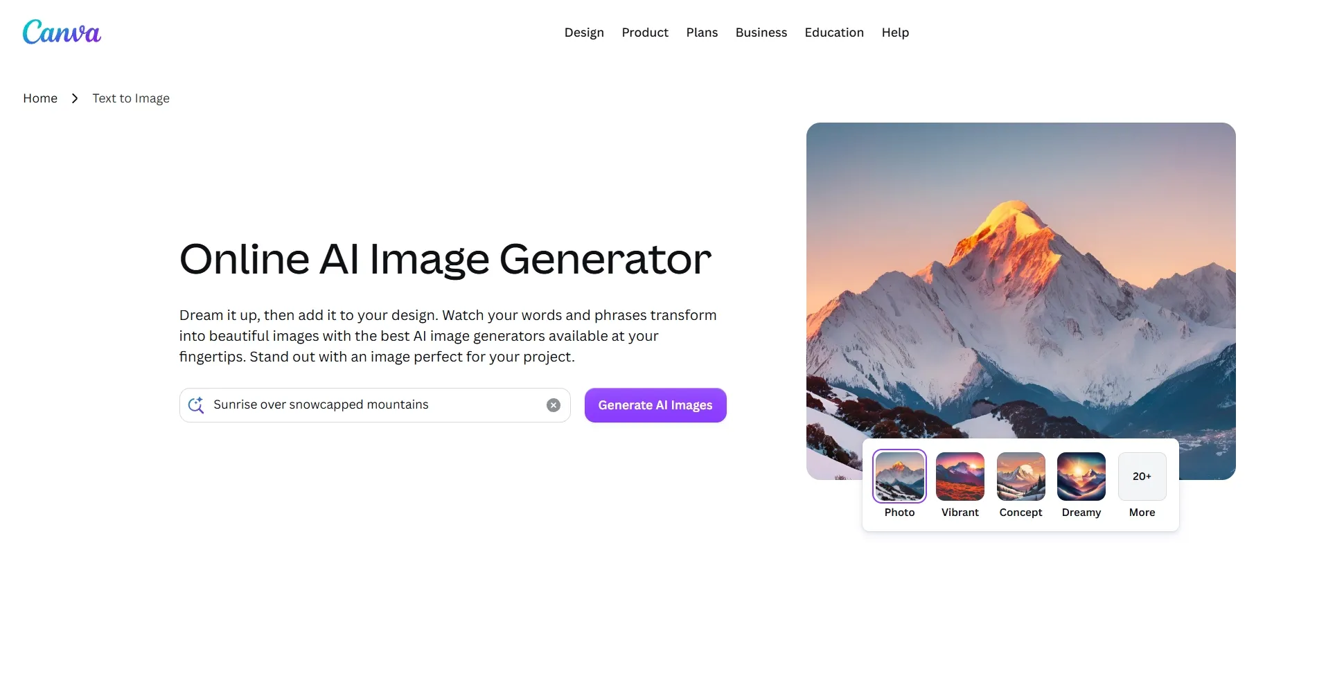Canva AI interface