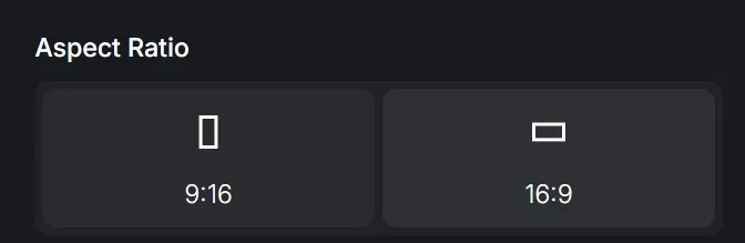 select the aspect ratio