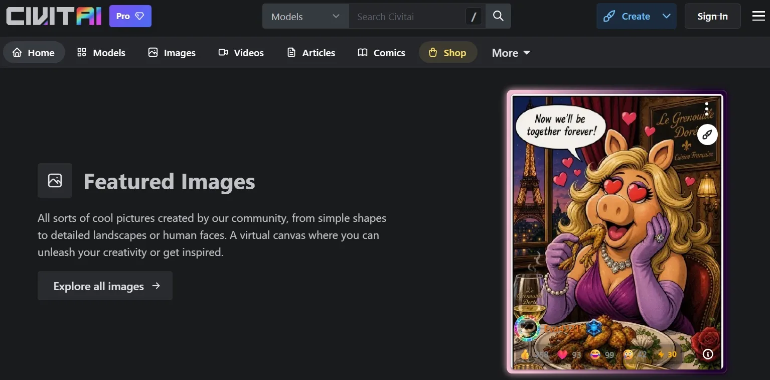 Homepage of Civitai