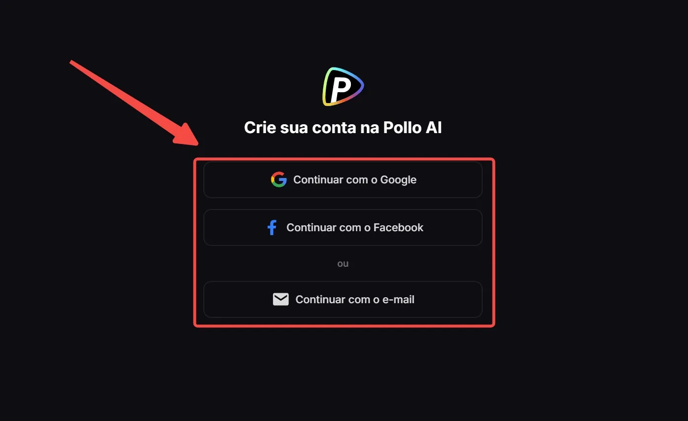 Criar conta no Pollo AI para começar a clonar vídeo viral com IA