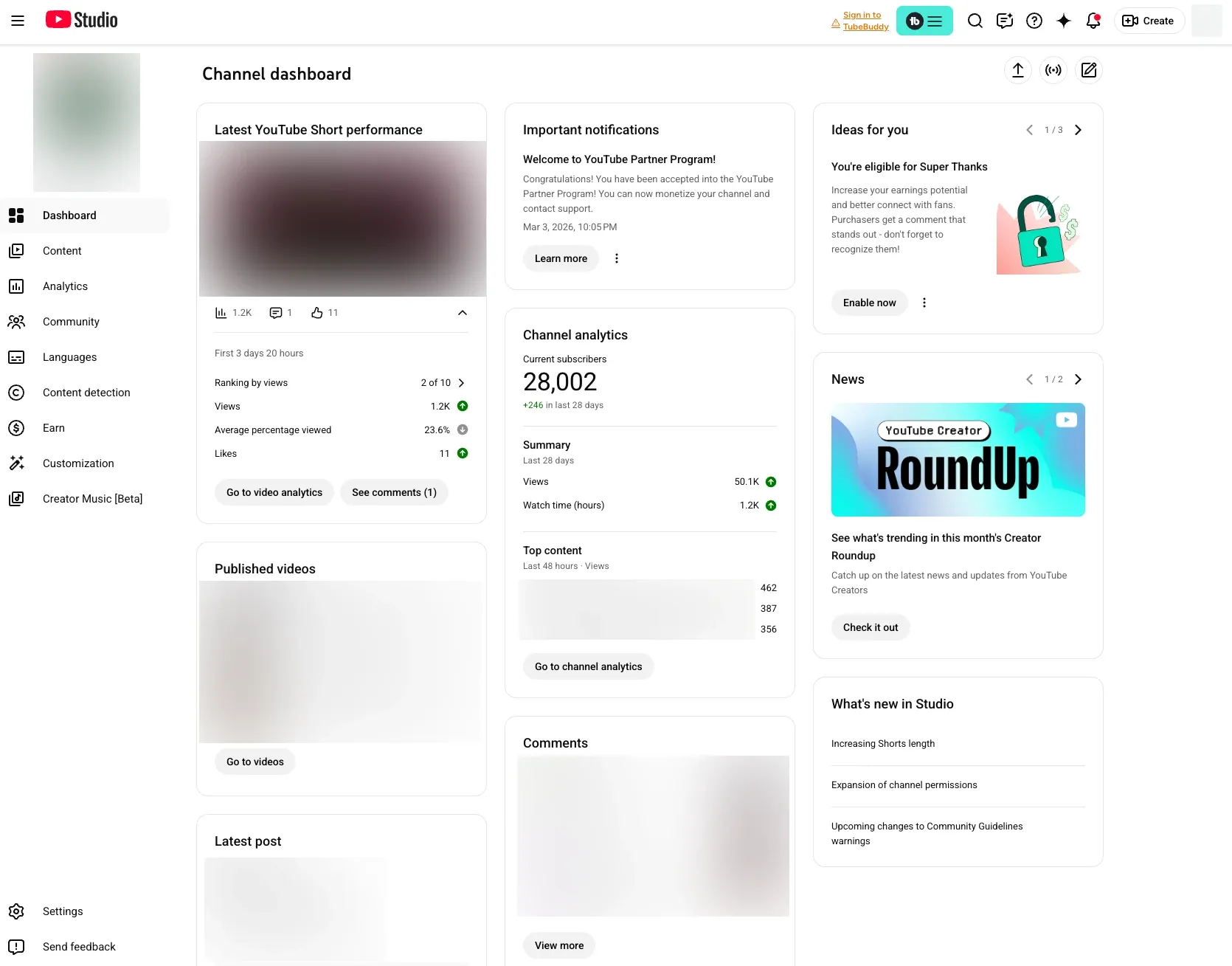 Het dashboard toont gedetailleerde informatie.