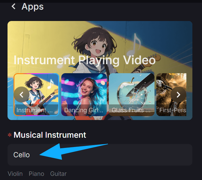escolha um instrumento musical