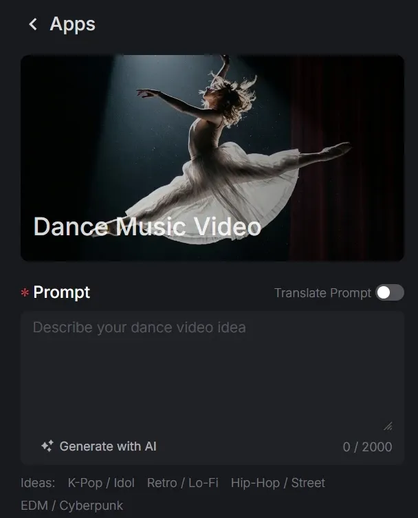 enter prompts as the first step to generate video
