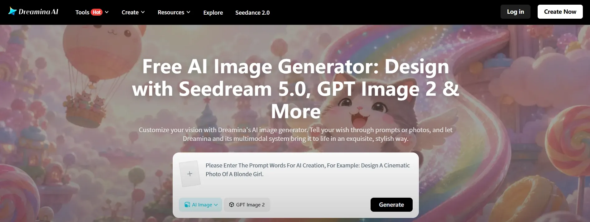 Dreamina AI homepage