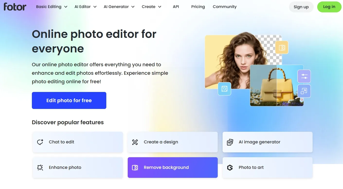 Homepage of Fotor