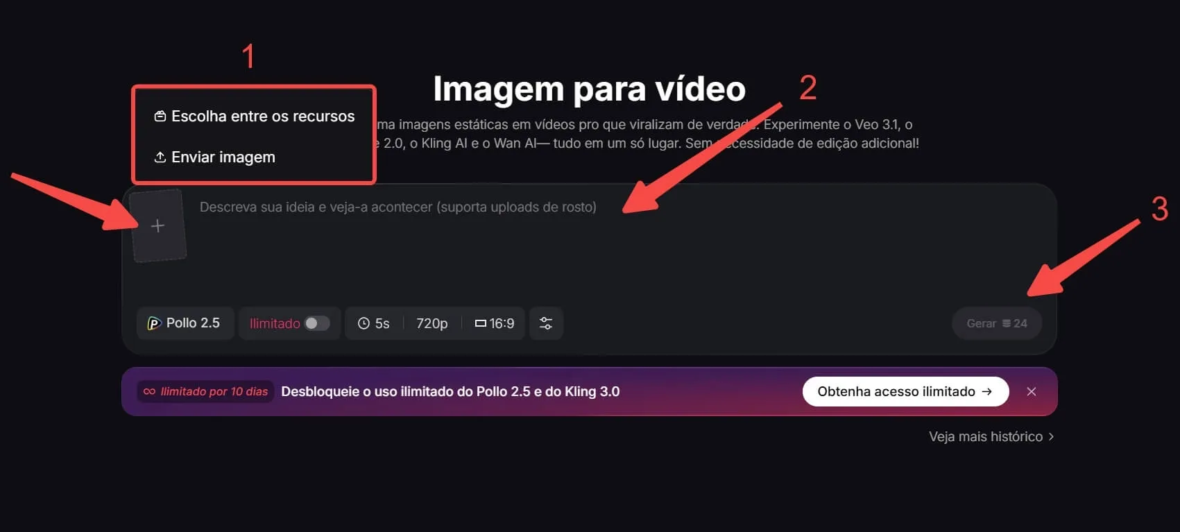 ferramenta de imagem para vídeo com IA do Pollo AI