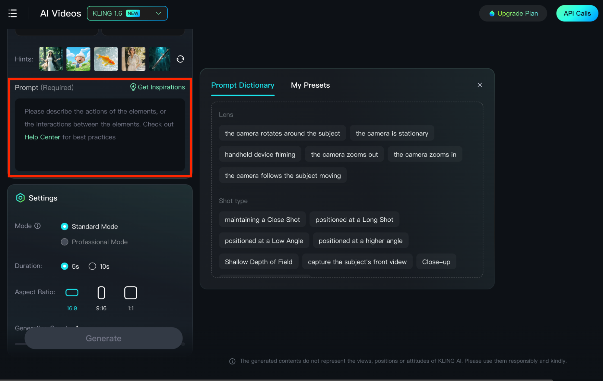 input detailed prompt