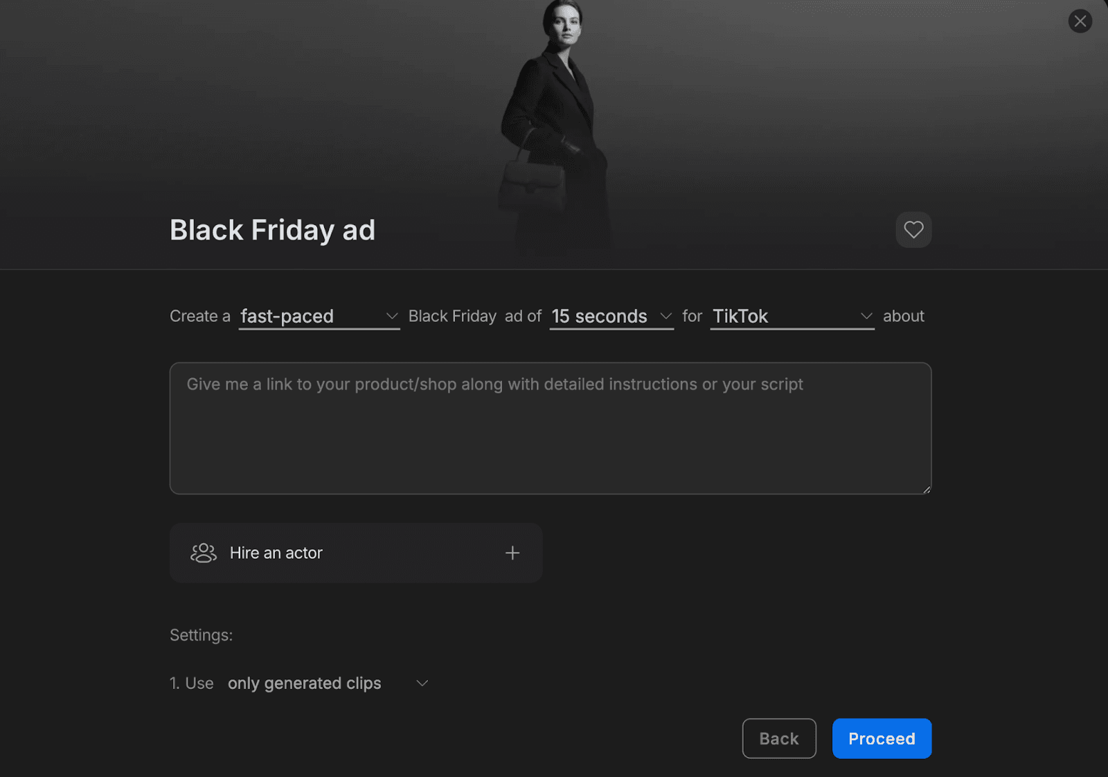 halaman iklan Black Friday di Invideo AI