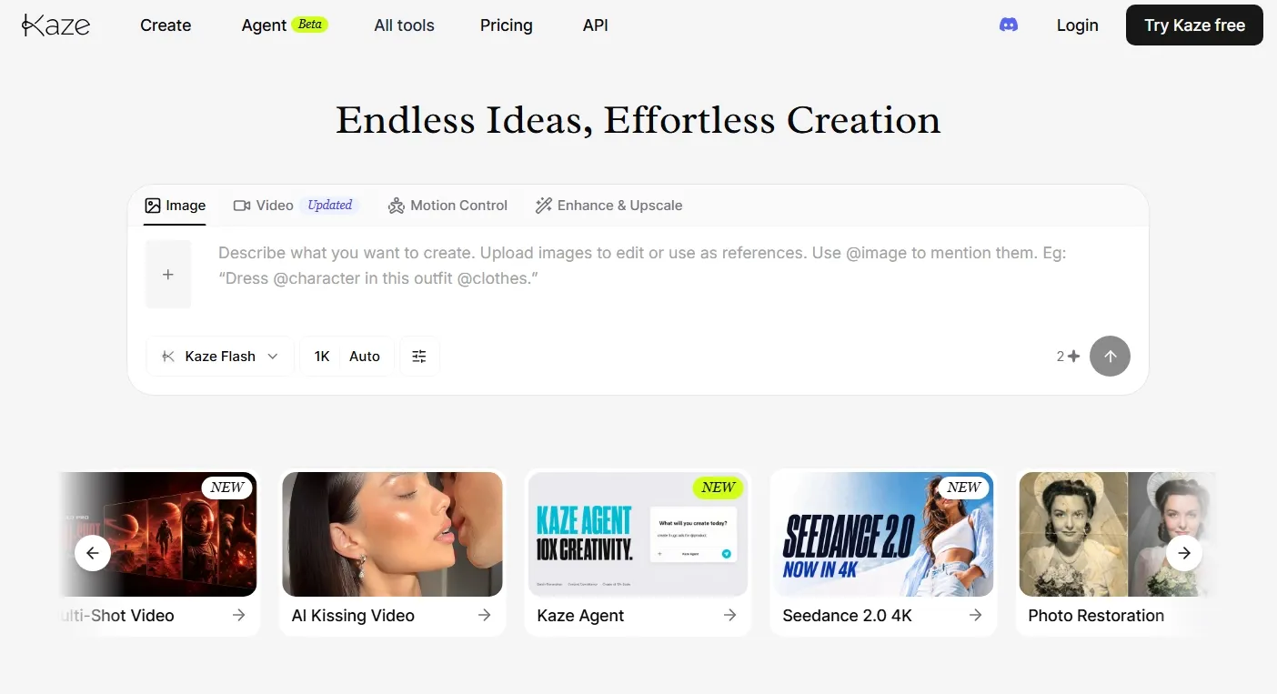 Homepage of Kaze AI