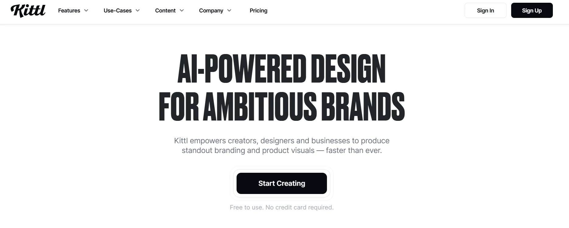 Kittl homepage design platform interface
