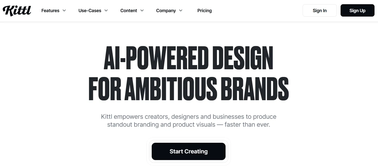 Kittl homepage design platform interface