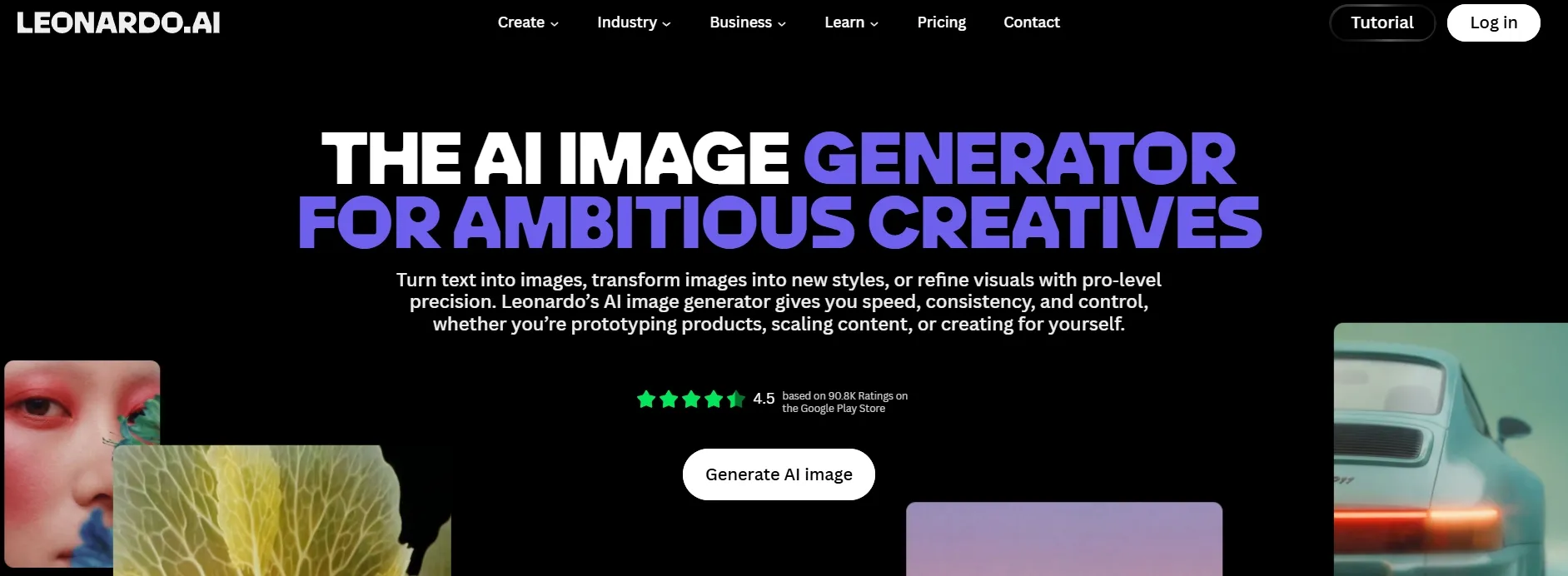 Leonardo AI image generator homepage