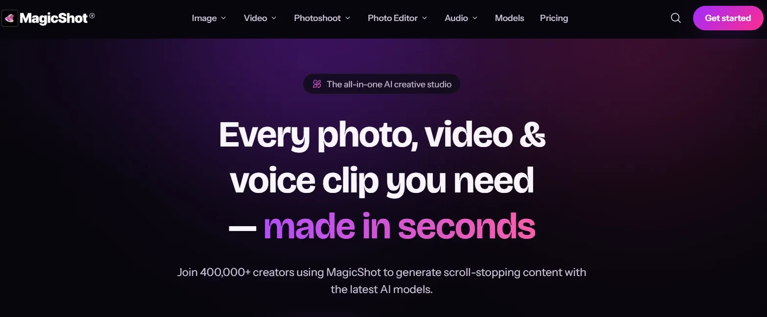 MagicShot AI homepage