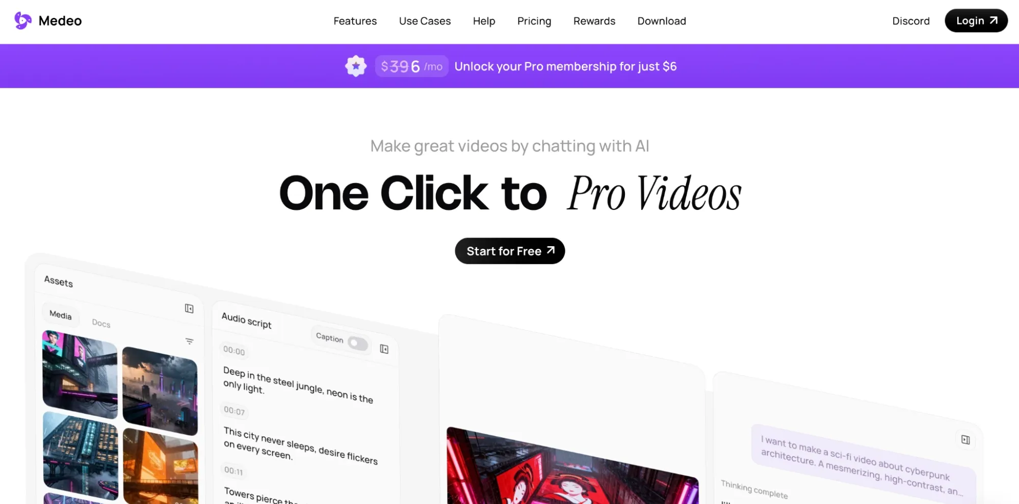 The homepage of Medeo AI.