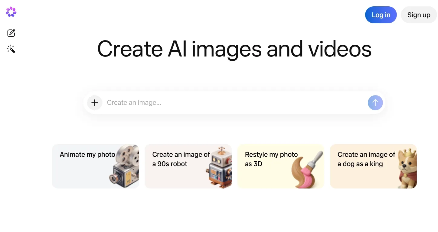 Meta AI create images page