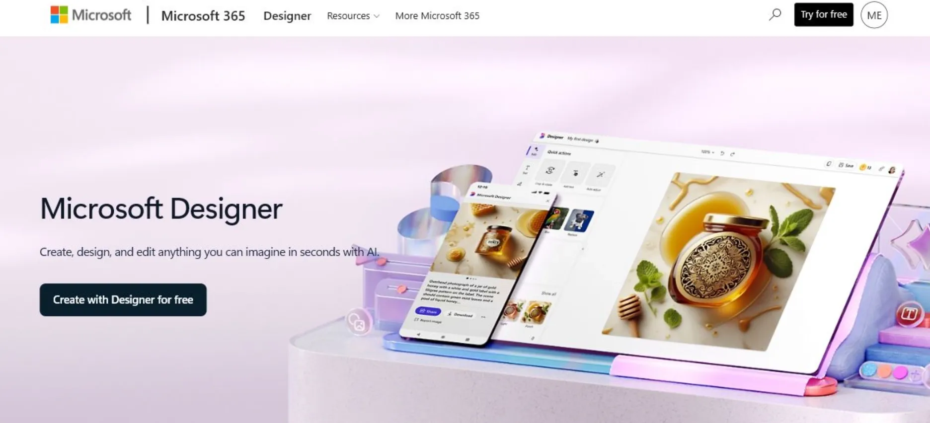 Microsoft Designer homepage interface