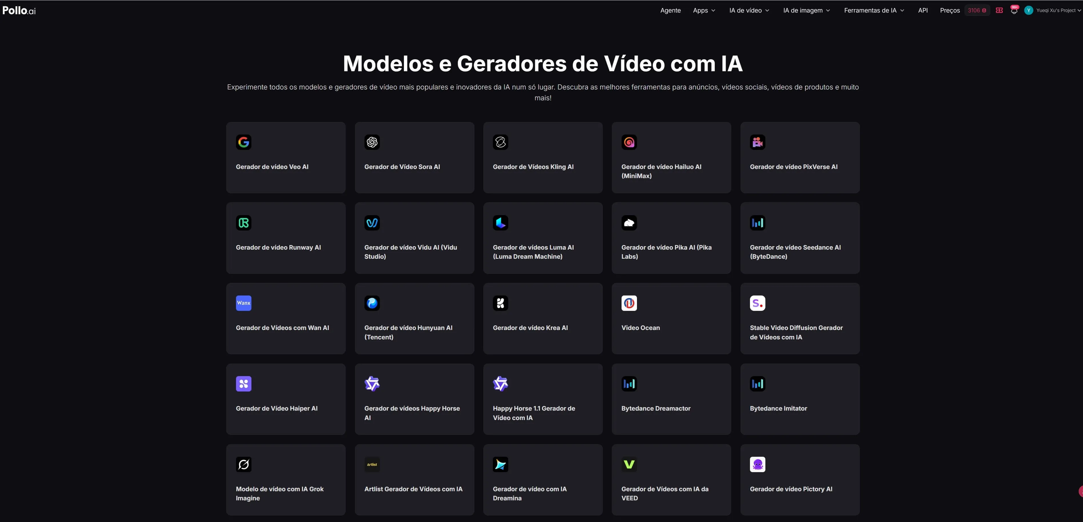 modelos de vídeo com IA no Pollo AI para testar prompts de futebol