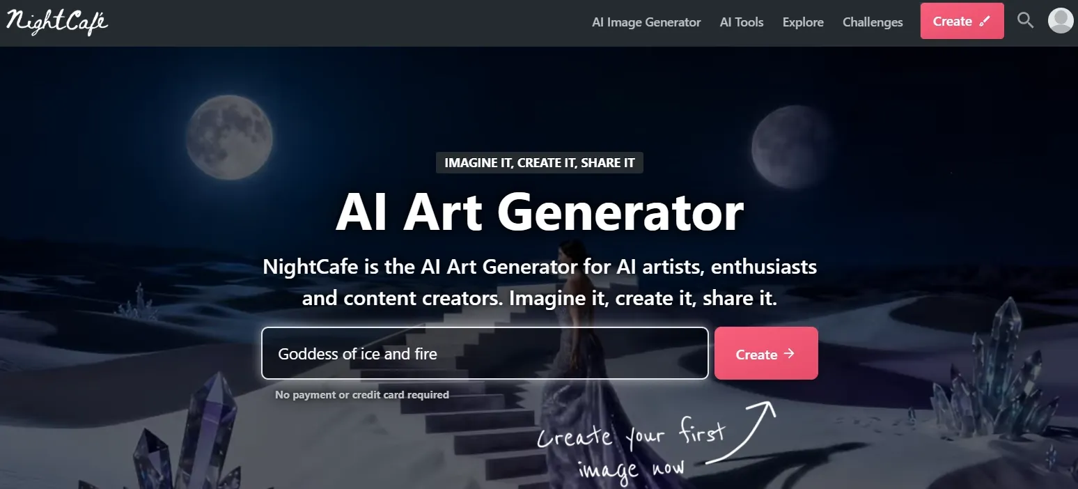 NightCafe AI interface