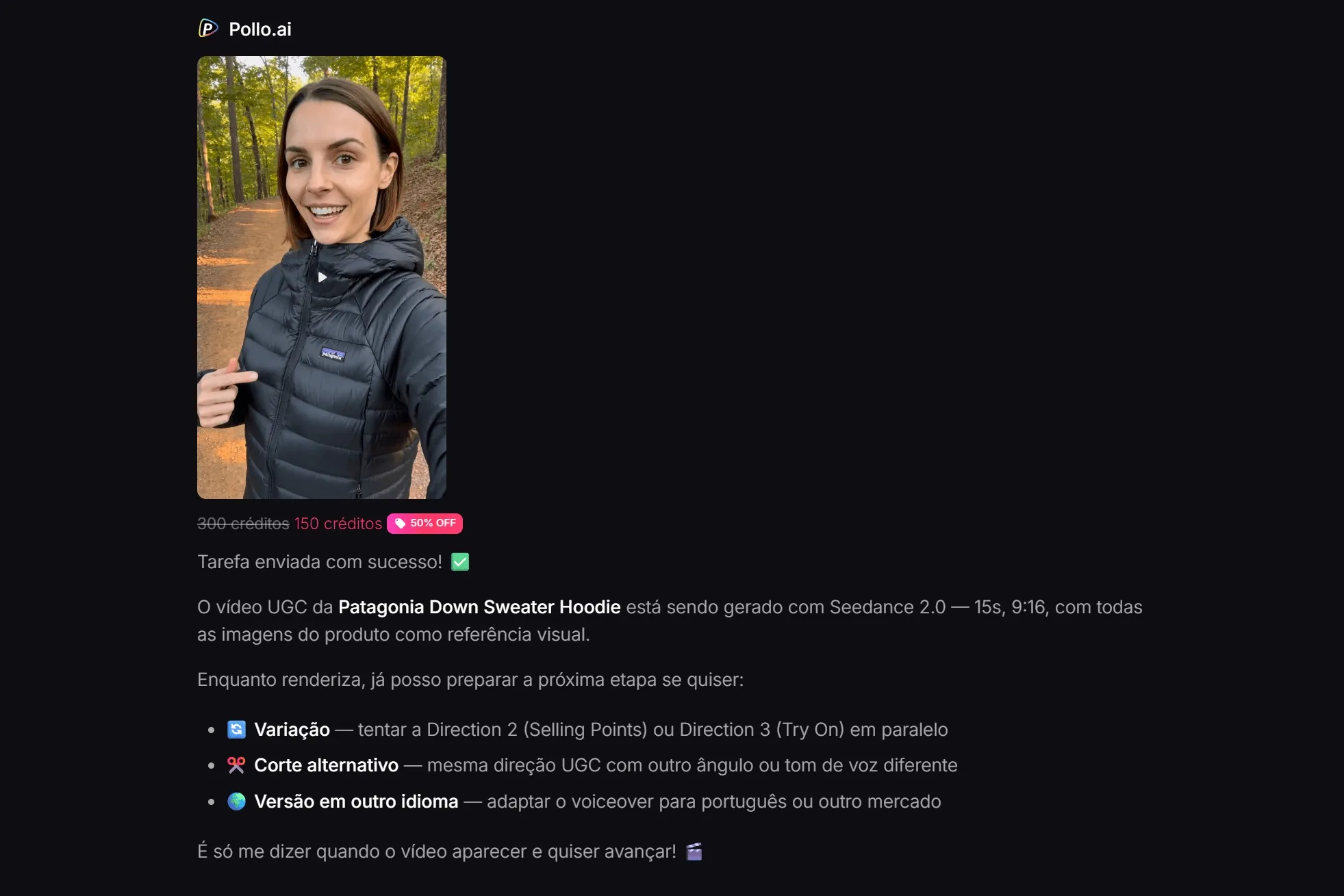 gerar e revisar vídeo UGC no Pollo AI