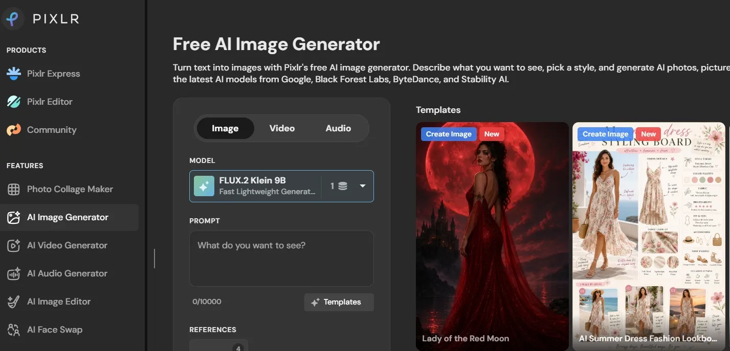 Pixlr AI image generator