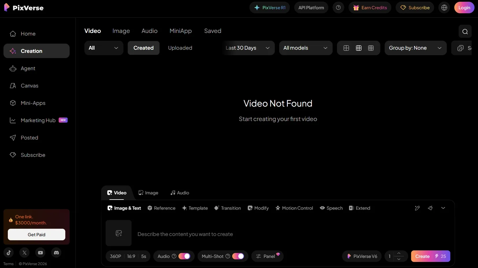 A dark interface displaying a 'Video Not Found' message.
