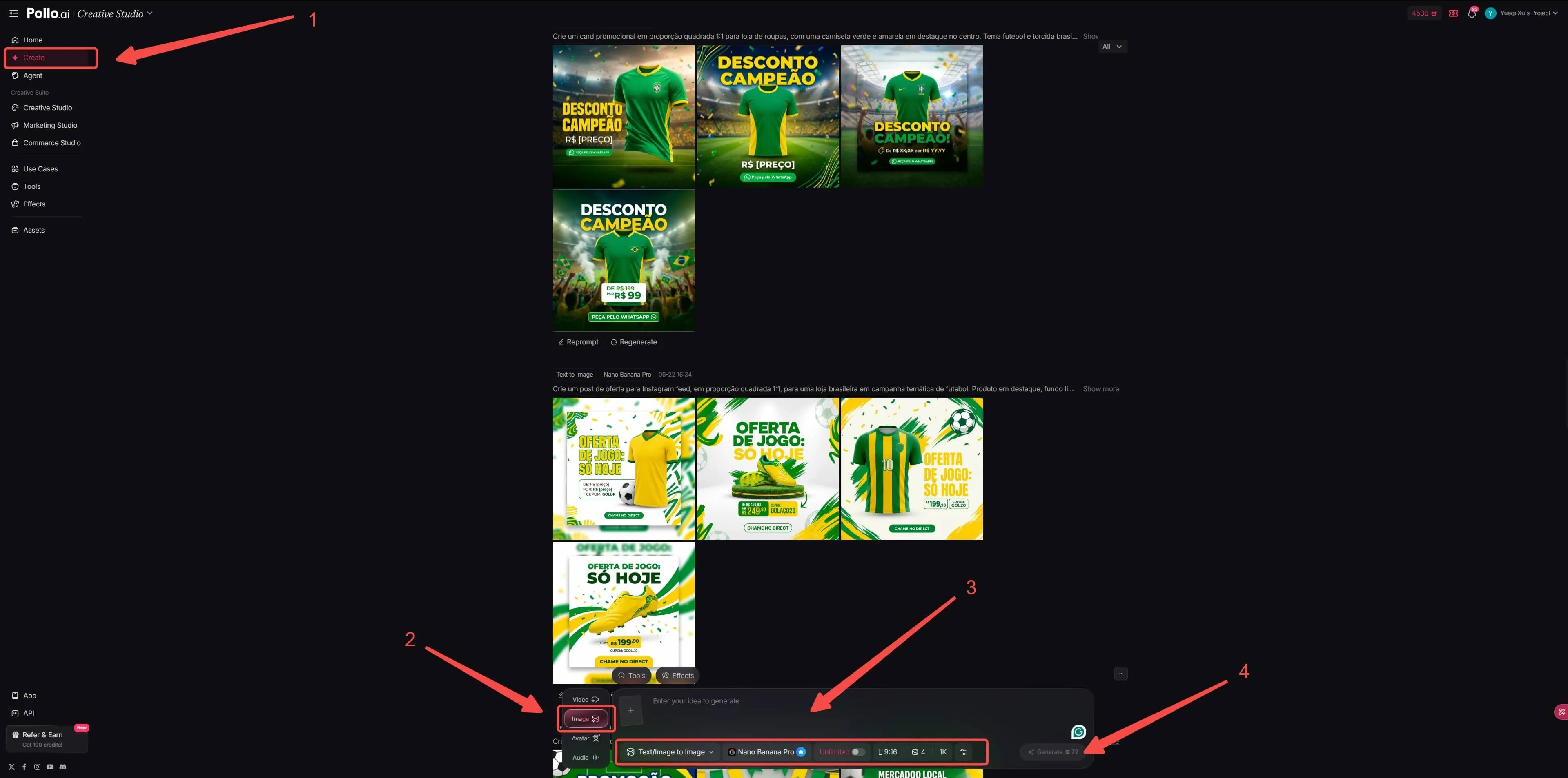 como usar o Pollo AI para gerar cards promocionais da Copa