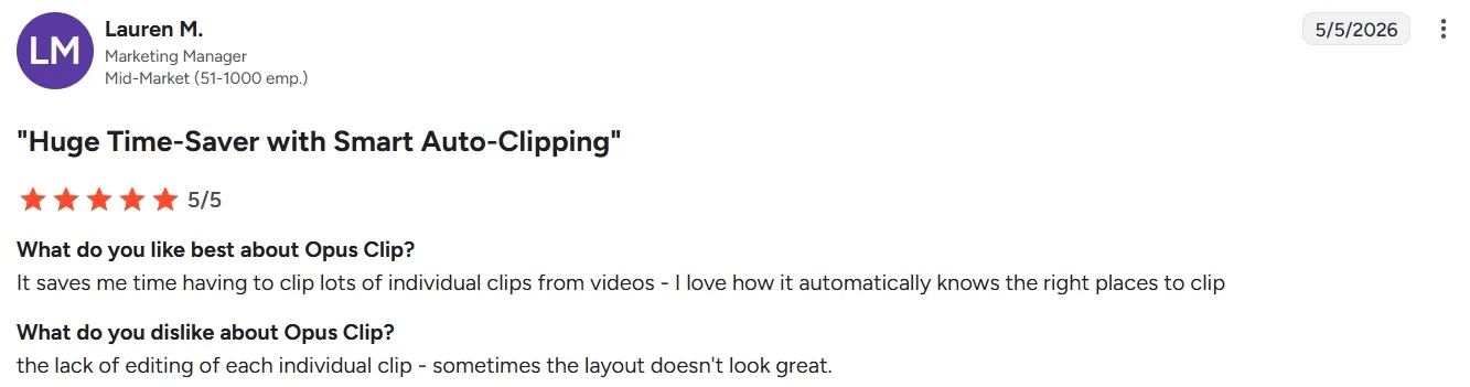 User feedback on OpusClip