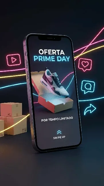 visual vertical para Reels TikTok e Shorts no Prime Day