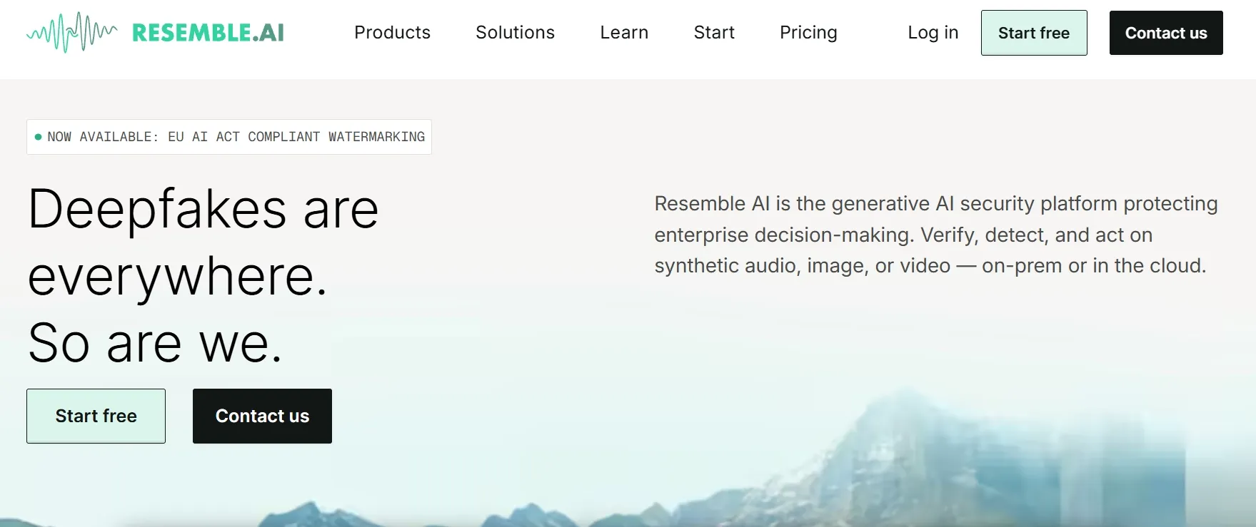 Resemble AI promotes its generative AI security platform for deepfake detection.