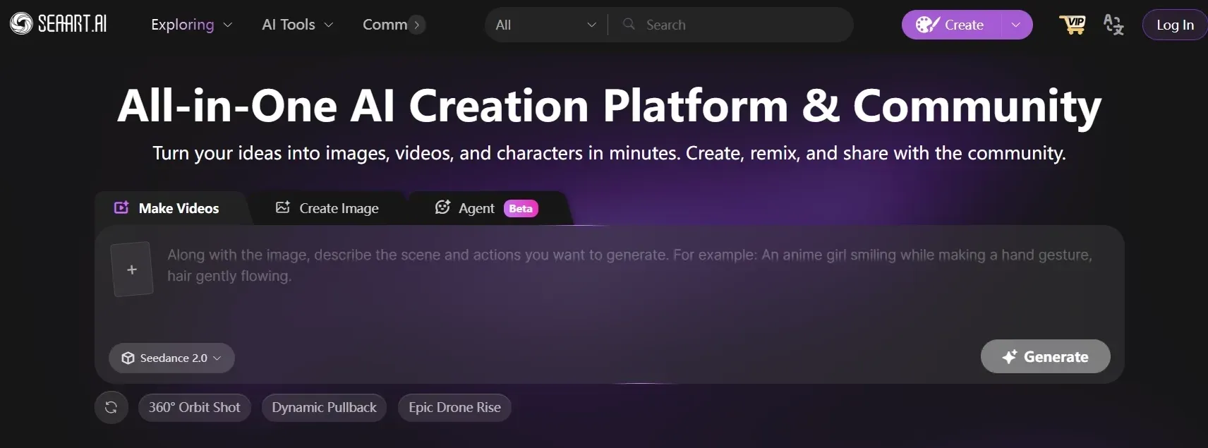 SeaArt all-in-one platform interface