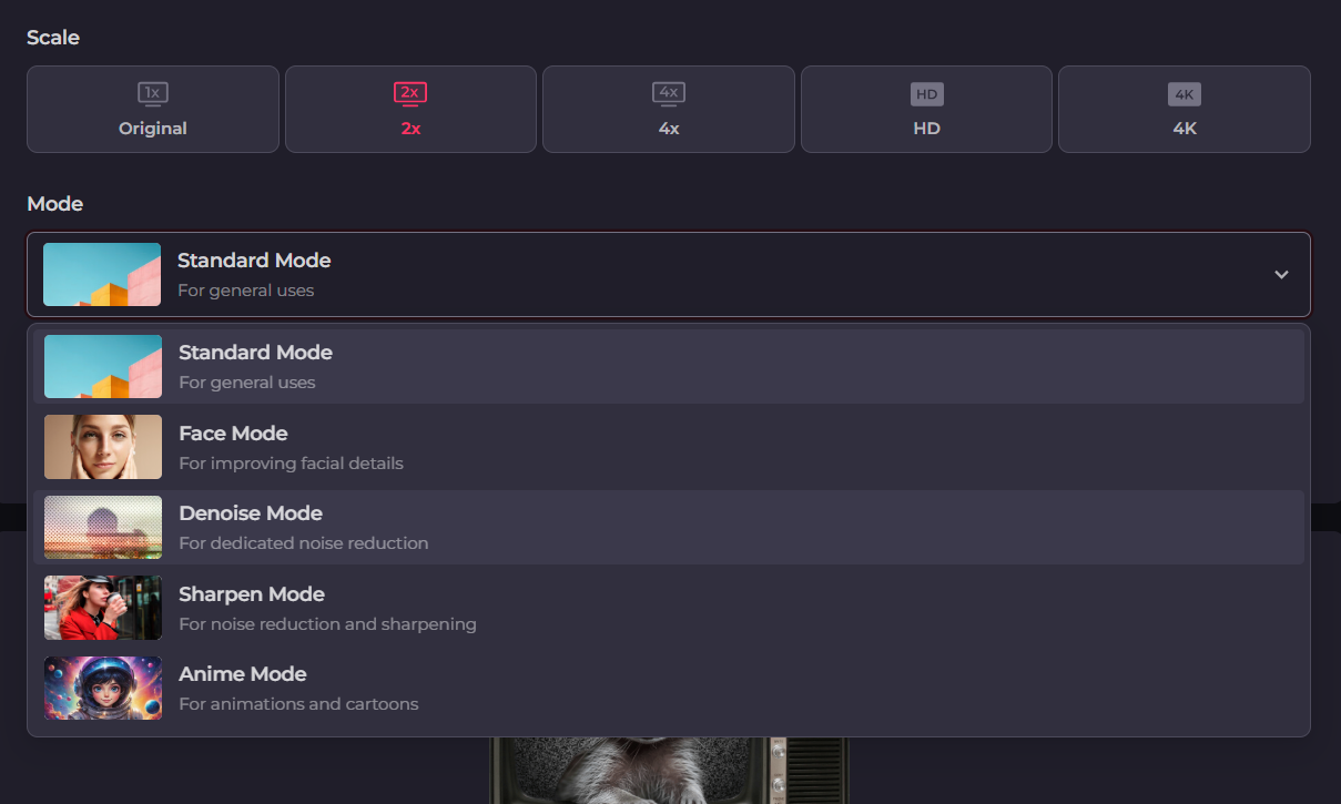 select settings
