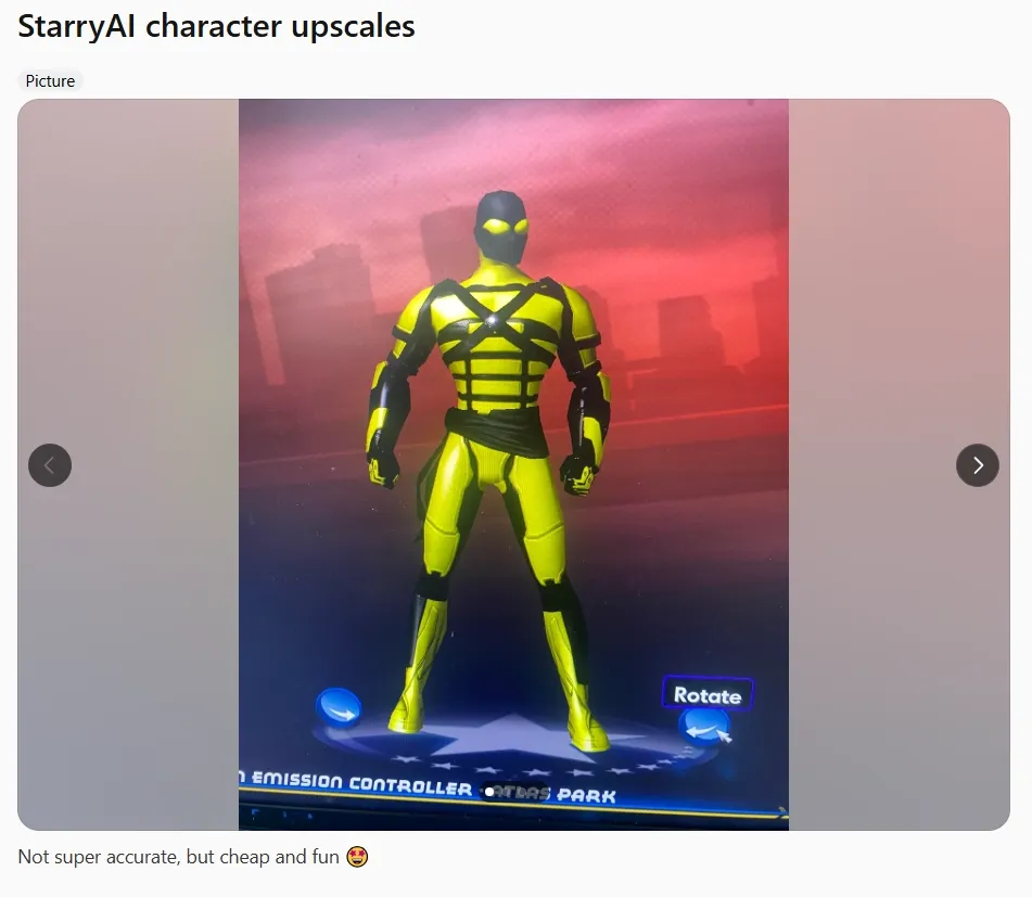 Il commento dell'utente starryAI.
