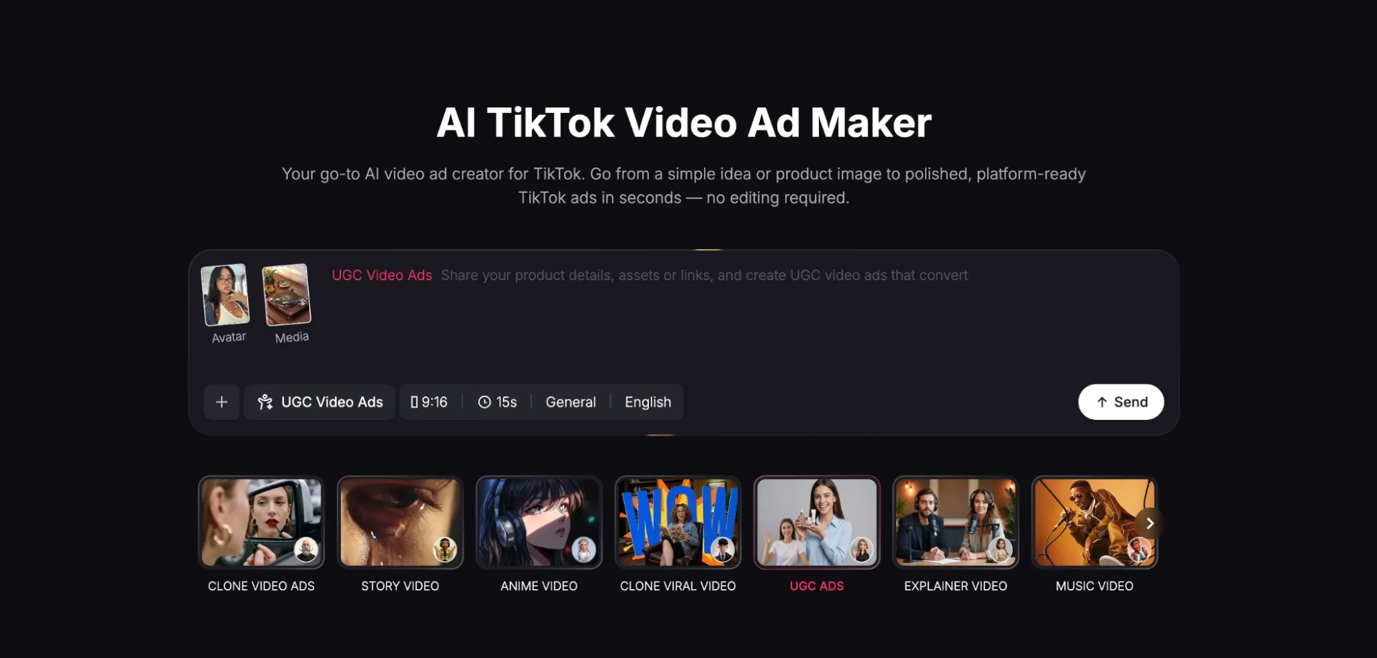 open the tiktok video ad maker interface