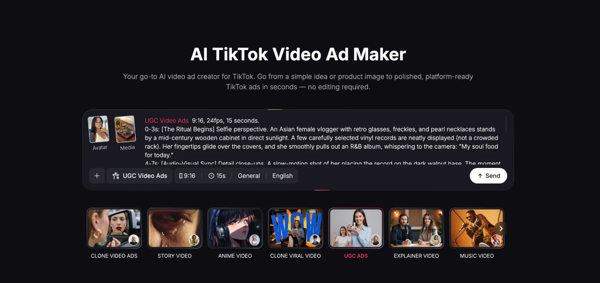 input some prompt for the tiktok video