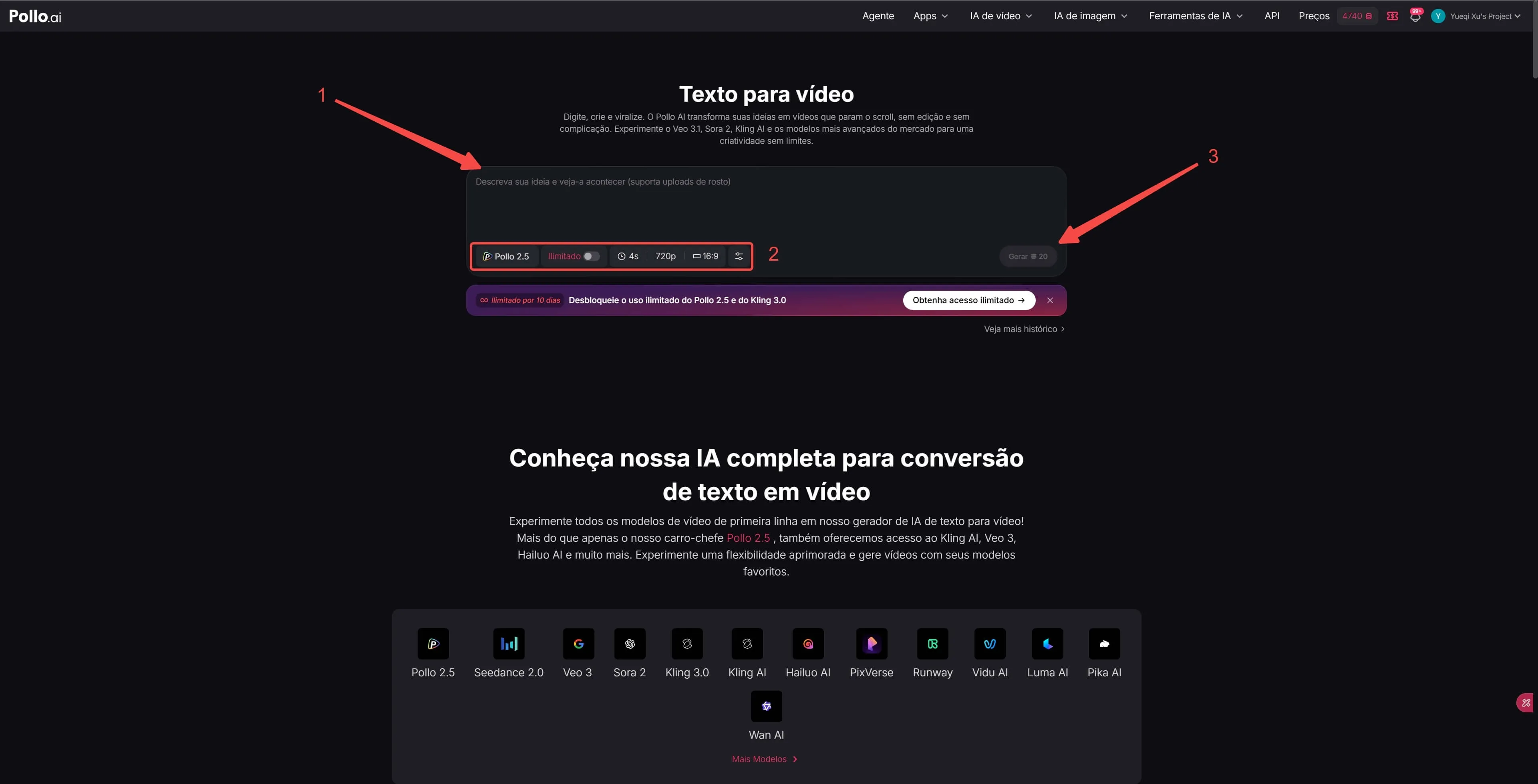 criar um vídeo de save the date a partir de texto no Pollo AI