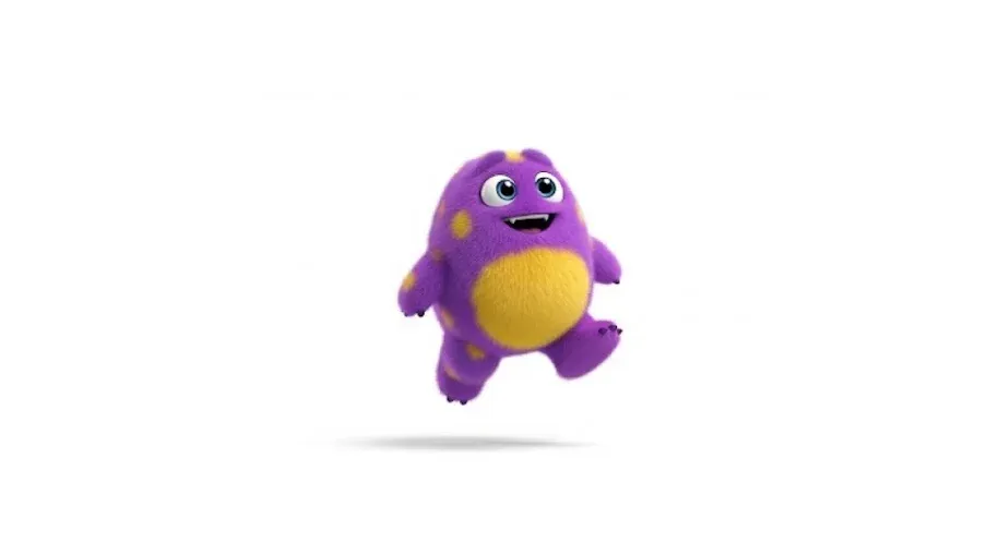 A happy fluffy monster is walking.
