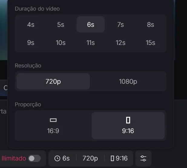 Ajustes de proporção e resolução para imagem no Pollo AI