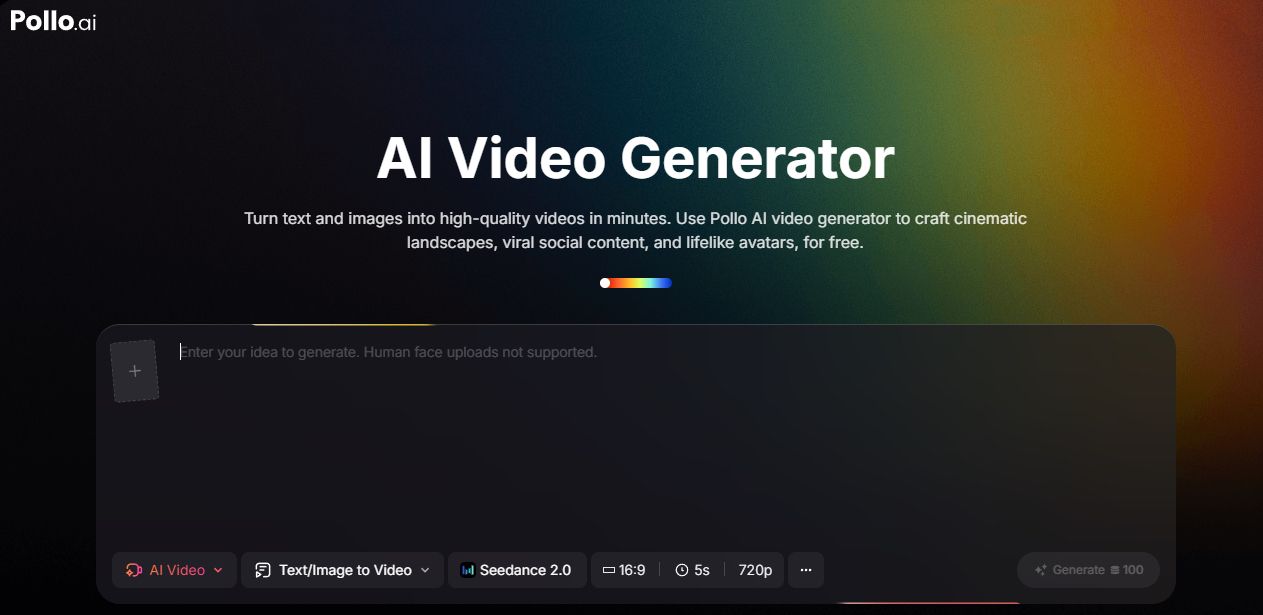AI video generator web page