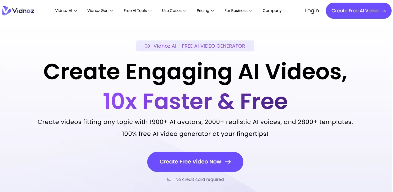 Homepage of Vidnoz AI