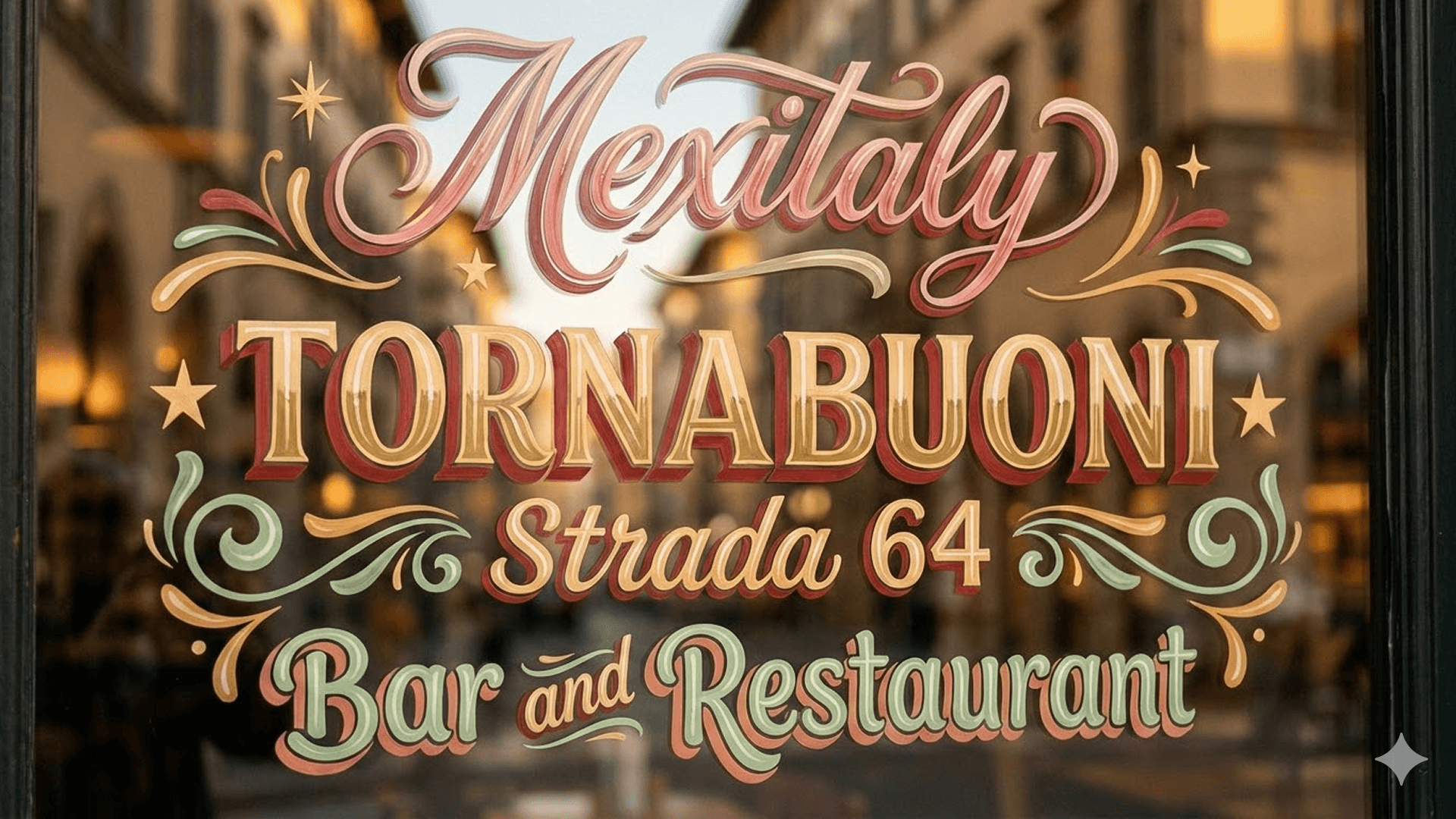 Vintage-style restaurant window lettering design